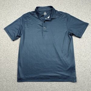 Deolax Performance Polo Shirt Mens Medium Blue Geometric Print Wicking Golf‎